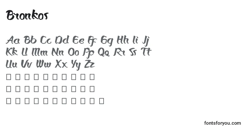 Fuente Bronkos - alfabeto, números, caracteres especiales