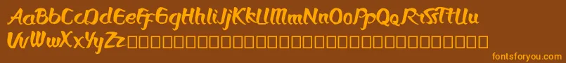 Bronkos-Schriftart – Orangefarbene Schriften auf braunem Hintergrund