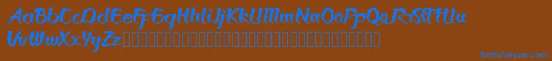 Bronkos Font – Blue Fonts on Brown Background