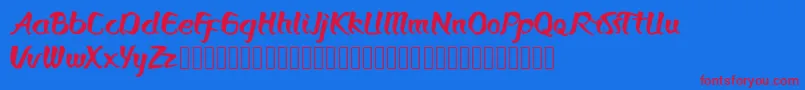 Bronkos-Schriftart – Rote Schriften auf blauem Hintergrund