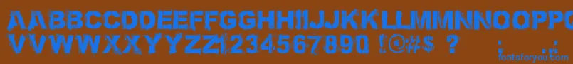フォントBronx Bystreets 1 4 PERSONAL USE ONLY – 茶色の背景に青い文字