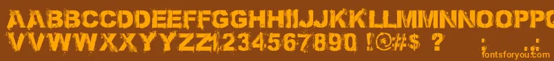 Weitere Informationen zur Bronx Bystreets 1 4 PERSONAL USE ONLY-Schriftart Bronx Bystreets 1 4 PERSONAL USE ONLY-Schriftart – Orangefarbene Schriften auf braunem Hintergrund