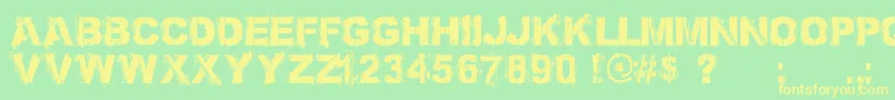 フォントBronx Bystreets 1 4 PERSONAL USE ONLY – 黄色の文字が緑の背景にあります