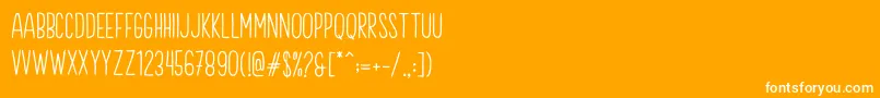Brook Demo-Schriftart – Weiße Schriften auf orangefarbenem Hintergrund