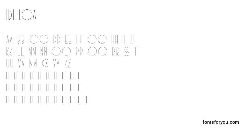Шрифт Idilica – алфавит, цифры, специальные символы