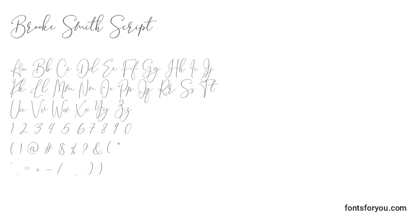 Czcionka Brooke Smith Script – alfabet, cyfry, specjalne znaki