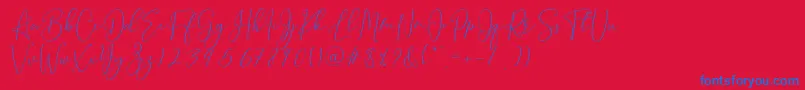 Brooke Smith Script-Schriftart – Blaue Schriften auf rotem Hintergrund