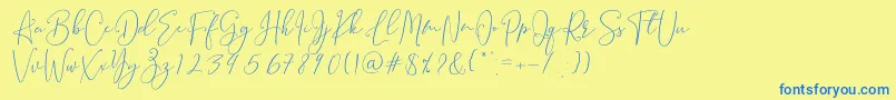 Brooke Smith Script-fontti – siniset fontit keltaisella taustalla