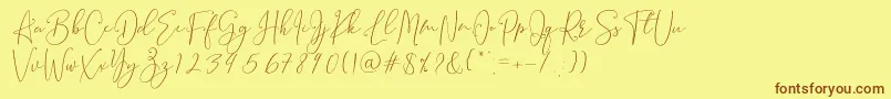 Brooke Smith Script-fontti – ruskeat fontit keltaisella taustalla