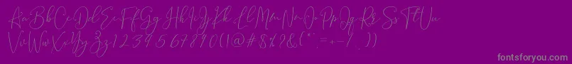 Brooke Smith Script-Schriftart – Graue Schriften auf violettem Hintergrund