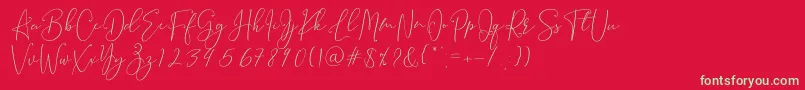 フォントBrooke Smith Script – 赤い背景に緑の文字