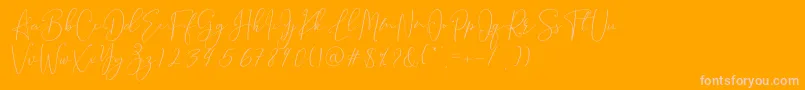 Brooke Smith Script-Schriftart – Rosa Schriften auf orangefarbenem Hintergrund