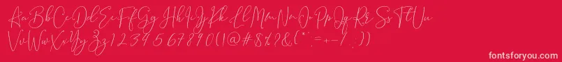 Brooke Smith Script-Schriftart – Rosa Schriften auf rotem Hintergrund