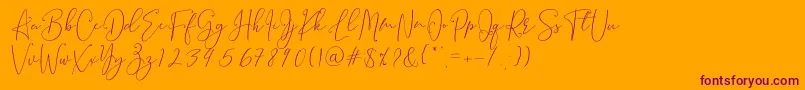 Brooke Smith Script Font – Purple Fonts on Orange Background