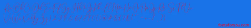 フォントBrooke Smith Script – 赤い文字の青い背景