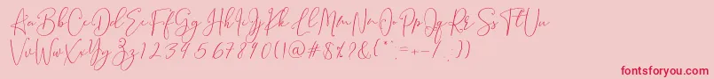 Brooke Smith Script-Schriftart – Rote Schriften auf rosa Hintergrund