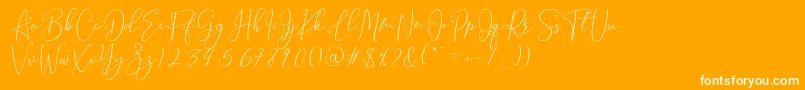 フォントBrooke Smith Script – オレンジの背景に白い文字