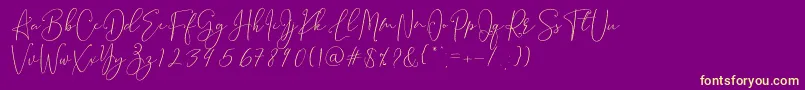 Brooke Smith Script-fontti – keltaiset fontit violetilla taustalla