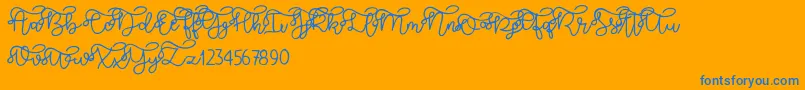 Brooklyn script-fontti – siniset fontit oranssilla taustalla