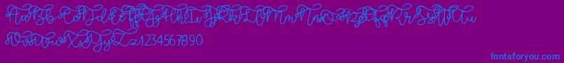 Brooklyn script Font – Blue Fonts on Purple Background