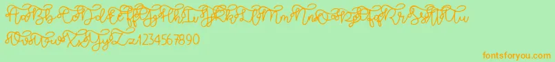 Brooklyn script-Schriftart – Orangefarbene Schriften auf grünem Hintergrund