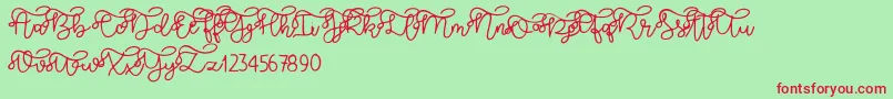 Brooklyn script Font – Red Fonts on Green Background