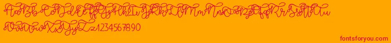 Fonte Brooklyn script – fontes vermelhas em um fundo laranja