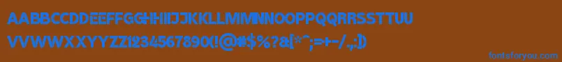 BroshK-Schriftart – Blaue Schriften auf braunem Hintergrund