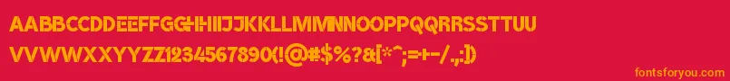 フォントBroshK – 赤い背景にオレンジの文字