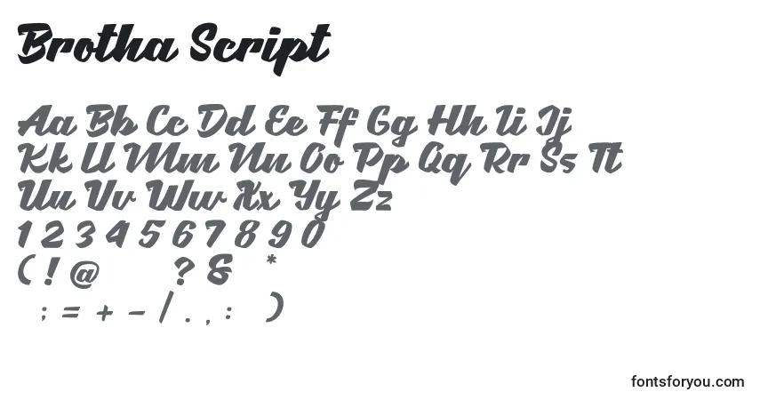 A fonte Brotha Script – alfabeto, números, caracteres especiais