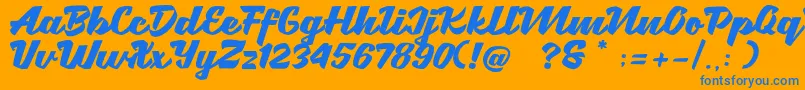 Brotha Script-fontti – siniset fontit oranssilla taustalla