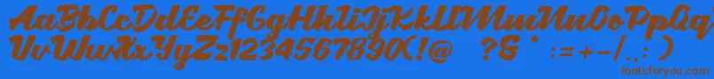 Brotha Script Font – Brown Fonts on Blue Background