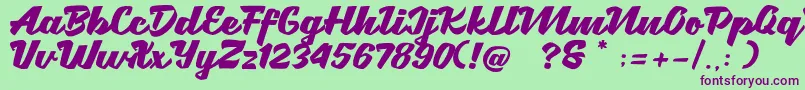 Brotha Script Font – Purple Fonts on Green Background