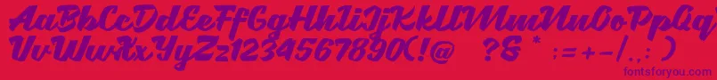 フォントBrotha Script – 赤い背景に紫のフォント