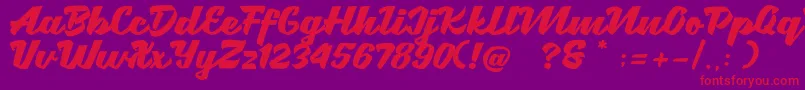 Brotha Script Font – Red Fonts on Purple Background