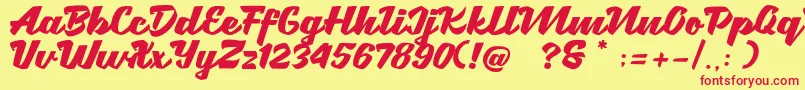 Brotha Script Font – Red Fonts on Yellow Background