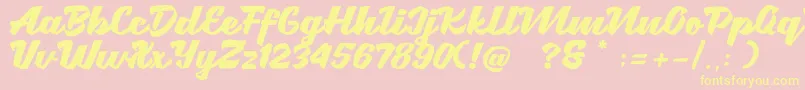 Brotha Script Font – Yellow Fonts on Pink Background