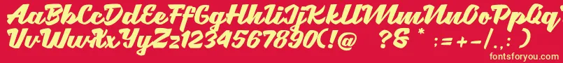 Brotha Script Font – Yellow Fonts on Red Background