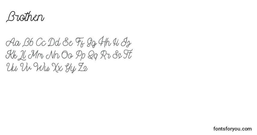 Czcionka Brothen – alfabet, cyfry, specjalne znaki