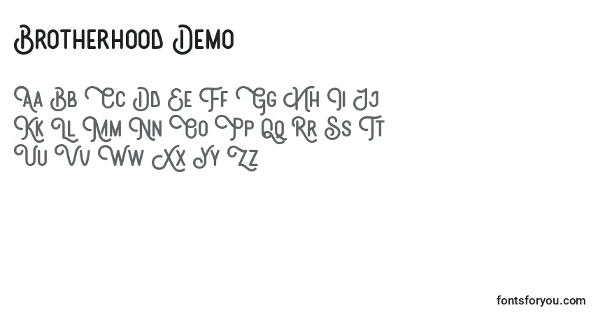 Шрифт Brotherhood Demo – алфавит, цифры, специальные символы