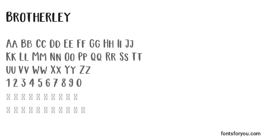 A fonte Brotherley – alfabeto, números, caracteres especiais