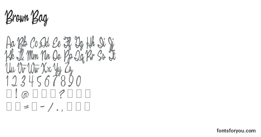 Czcionka Brown Bag – alfabet, cyfry, specjalne znaki