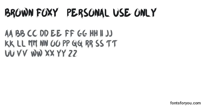 Шрифт BROWN FOXY   Personal Use Only – алфавит, цифры, специальные символы