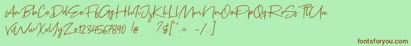 Brown Pen Font – Brown Fonts on Green Background