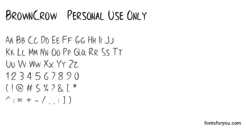 Fuente BrownCrow   Personal Use Only - alfabeto, números, caracteres especiales