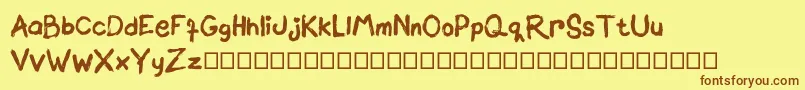 Brownittos-Schriftart – Braune Schriften auf gelbem Hintergrund