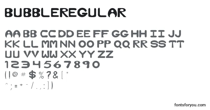 A fonte BubbleRegular – alfabeto, números, caracteres especiais