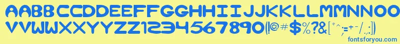 BubbleRegular Font – Blue Fonts on Yellow Background