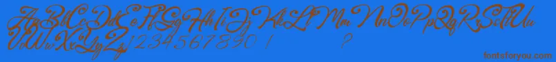 Browzko-Schriftart – Braune Schriften auf blauem Hintergrund