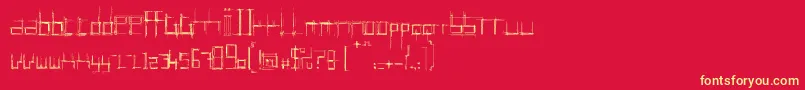 BRUI0   -Schriftart – Gelbe Schriften auf rotem Hintergrund